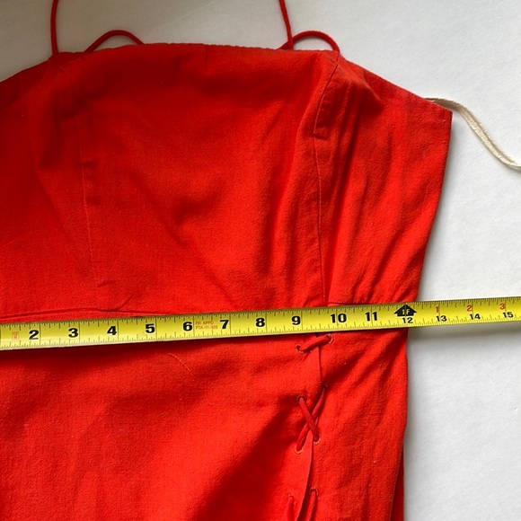 Free People Francesca Midi Dress Square Neck Size XS Orange Red - Picture 13 of 13